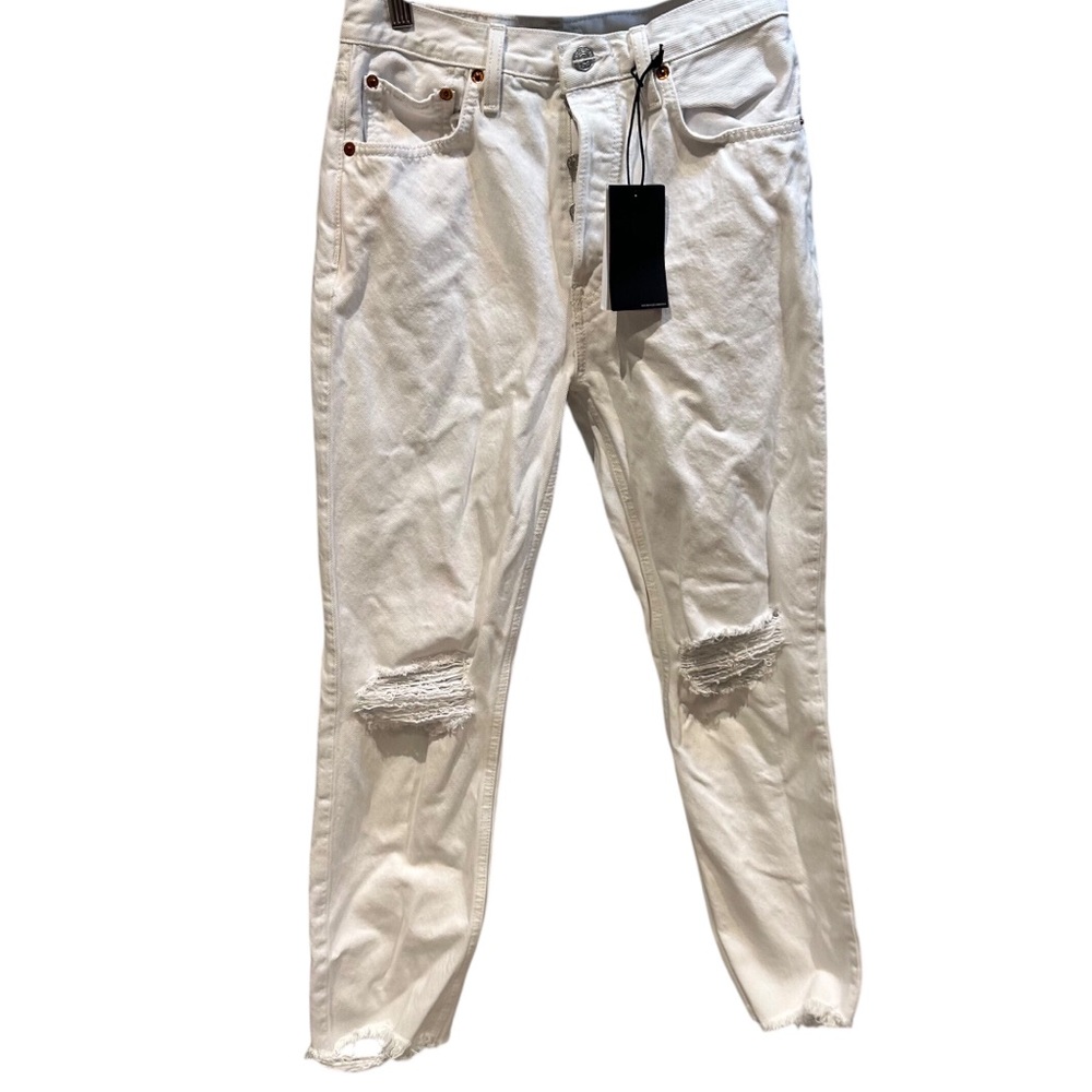 RE/DONE Redone 70S STOVE PIPE JEAN WHITE DESTROYED Size 26